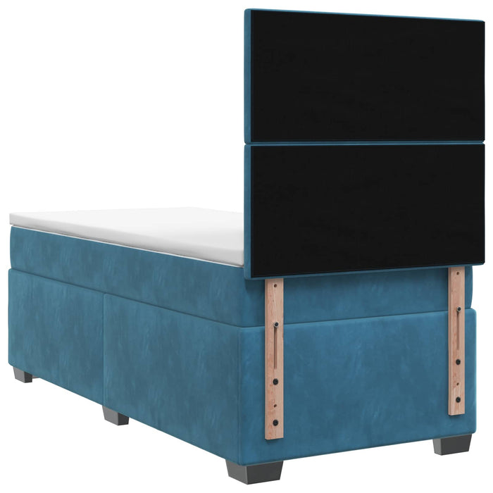 Pat boxspring cu saltea albastru 90 x 200 cm Catifea WALTI