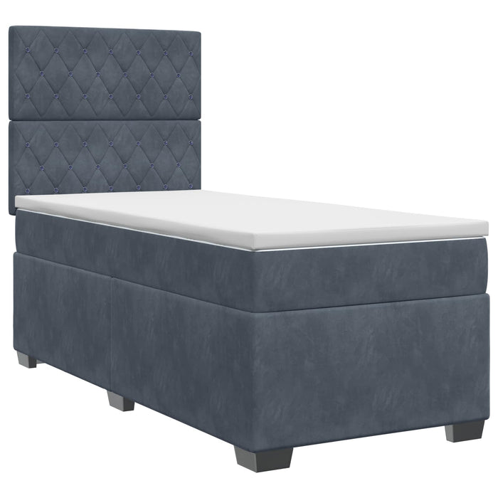 Pat boxspring cu saltea Gri închis 100 x 200 cm Catifea - WALTI WALTI