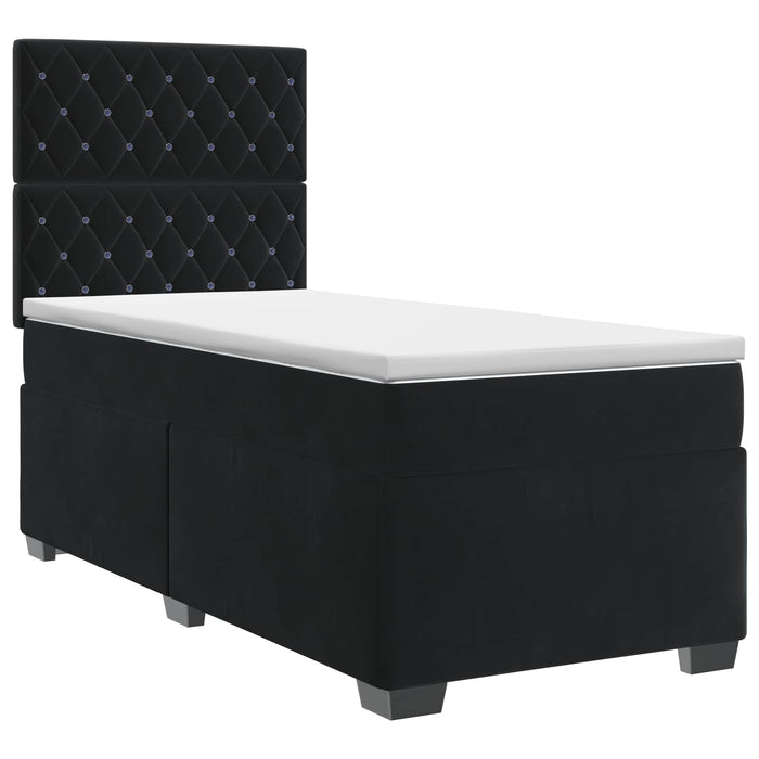 Pat boxspring cu saltea cu headboard Negru 100 x 200 cm Catifea - WALTI WALTI