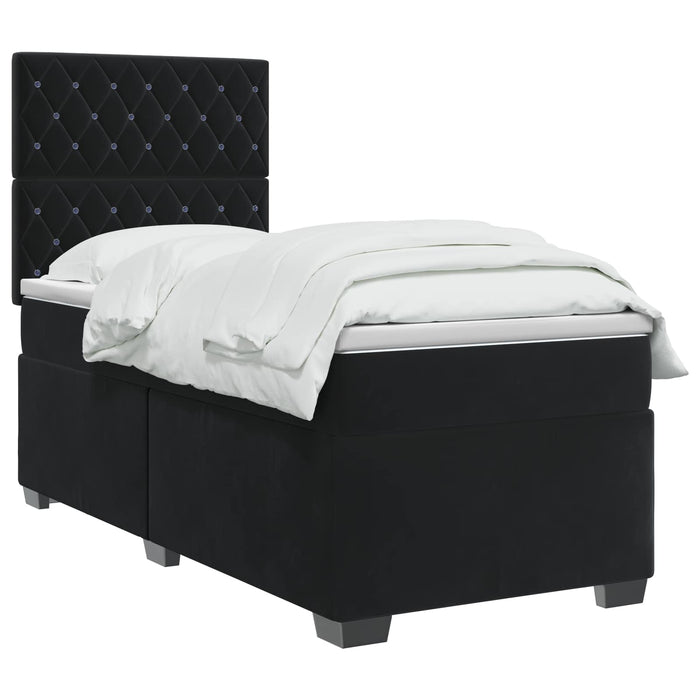 Pat boxspring cu saltea cu headboard Negru 100 x 200 cm Catifea - WALTI WALTI