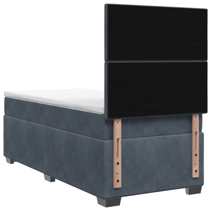 Pat boxspring cu saltea Gri închis 100 x 200 cm Catifea WALTI