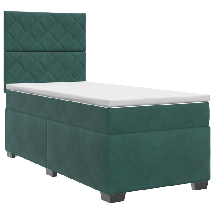 Pat boxspring cu saltea Verde închis 100 x 200 cm Catifea WALTI