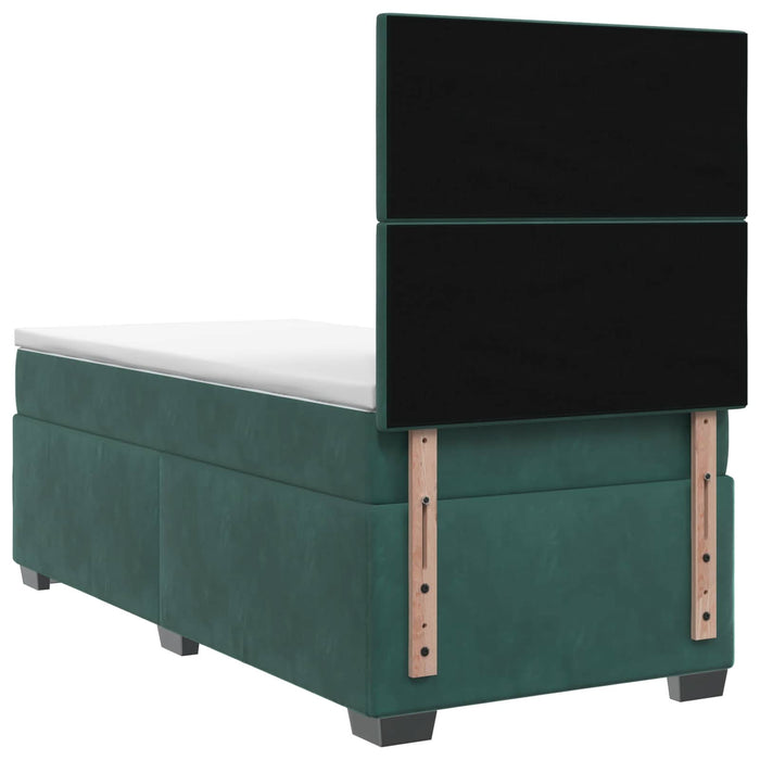 Pat boxspring cu saltea Verde închis 100 x 200 cm Catifea WALTI