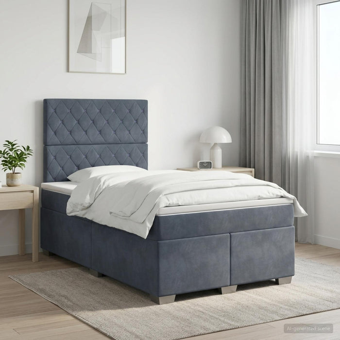 Pat boxspring cu saltea Gri închis 120 x 190 cm Catifea - WALTI WALTI