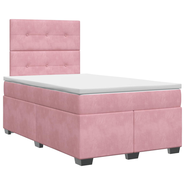 Pat boxspring cu saltea cu headboard Roz 120 x 190 cm Catifea - WALTI WALTI