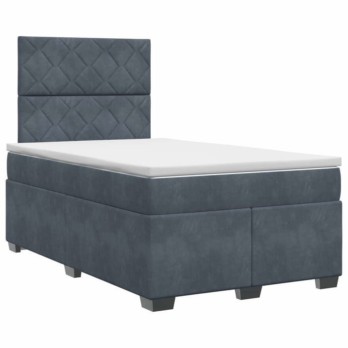 Pat boxspring cu saltea Gri închis 120 x 190 cm Catifea WALTI