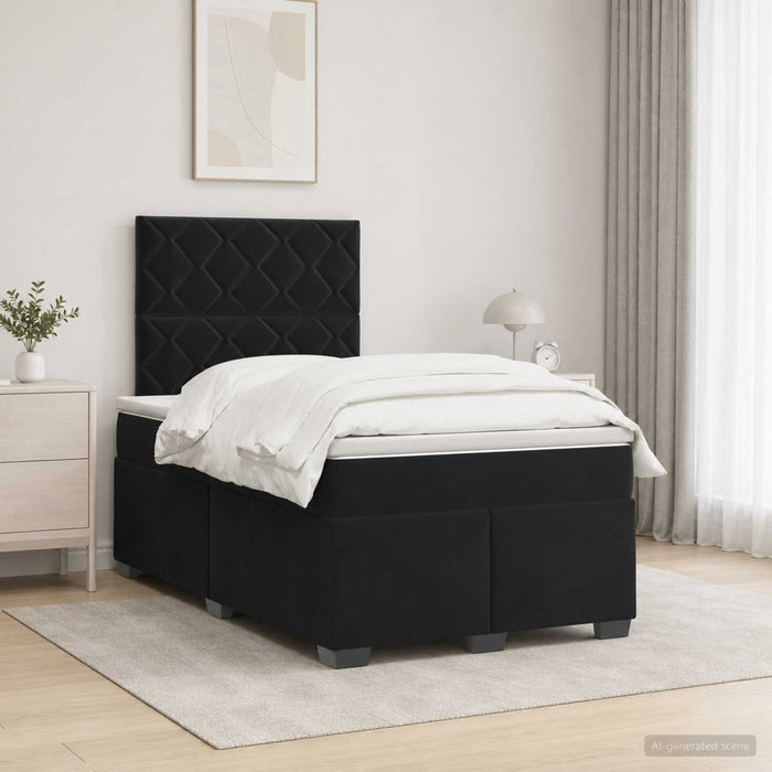 Pat boxspring cu saltea cu headboard Negru 120 x 200 cm Catifea WALTI