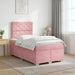 Pat boxspring cu saltea cu headboard Roz 120 x 200 cm Catifea - WALTI WALTI