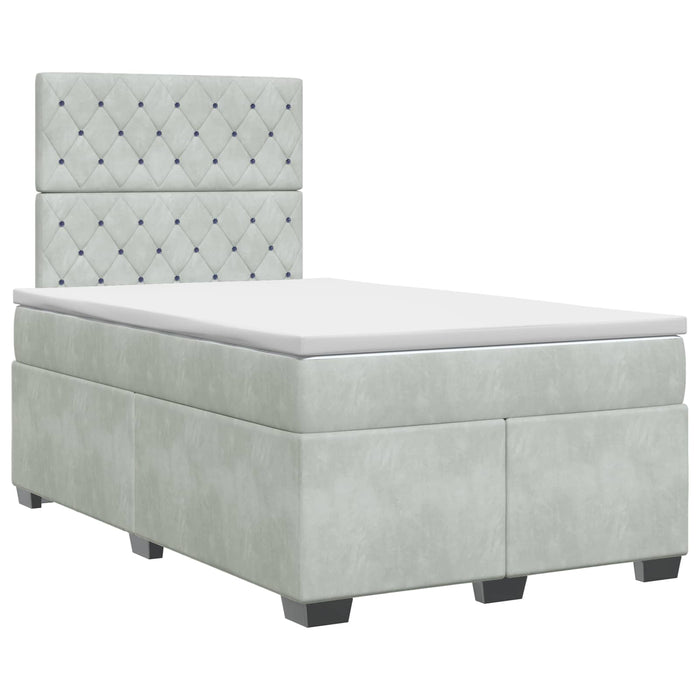Pat boxspring cu saltea Gri deschis 120 x 200 cm Catifea - WALTI WALTI