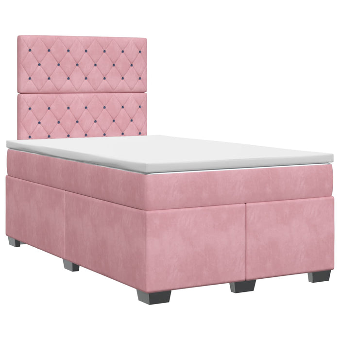 Pat boxspring cu saltea cu headboard Roz 120 x 200 cm Catifea WALTI