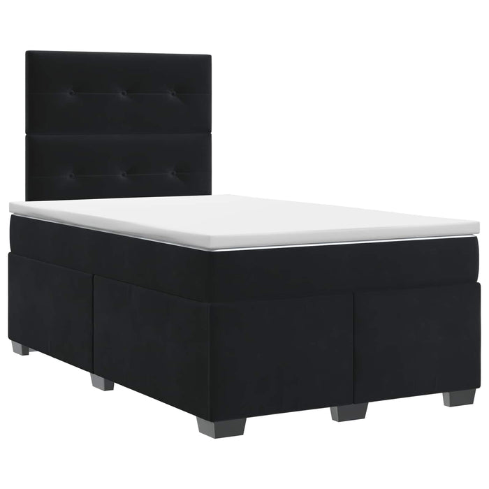 Pat boxspring cu saltea cu headboard Negru 120 x 200 cm Catifea WALTI