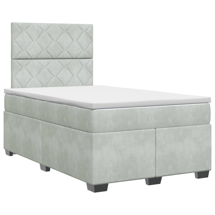 Pat boxspring cu saltea Gri deschis 120 x 200 cm Catifea - WALTI WALTI