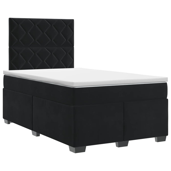 Pat boxspring cu saltea cu headboard Negru 120 x 200 cm Catifea WALTI