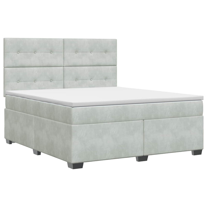 Pat boxspring cu saltea Gri deschis 140 x 190 cm Catifea WALTI