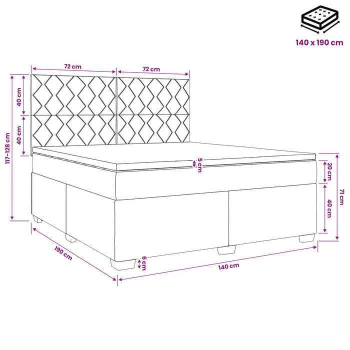 Pat boxspring cu saltea albastru 140 x 190 cm Catifea WALTI