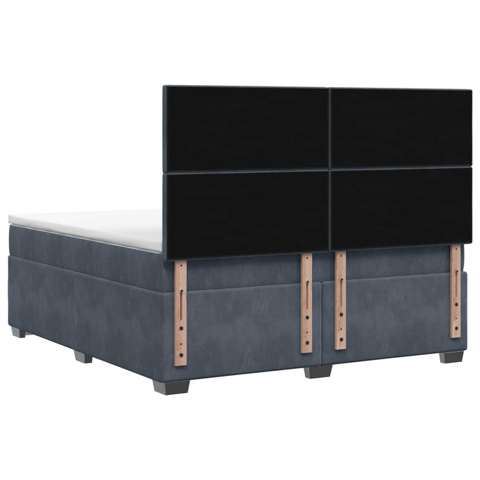 Pat boxspring cu saltea Gri închis 140 x 200 cm Catifea WALTI