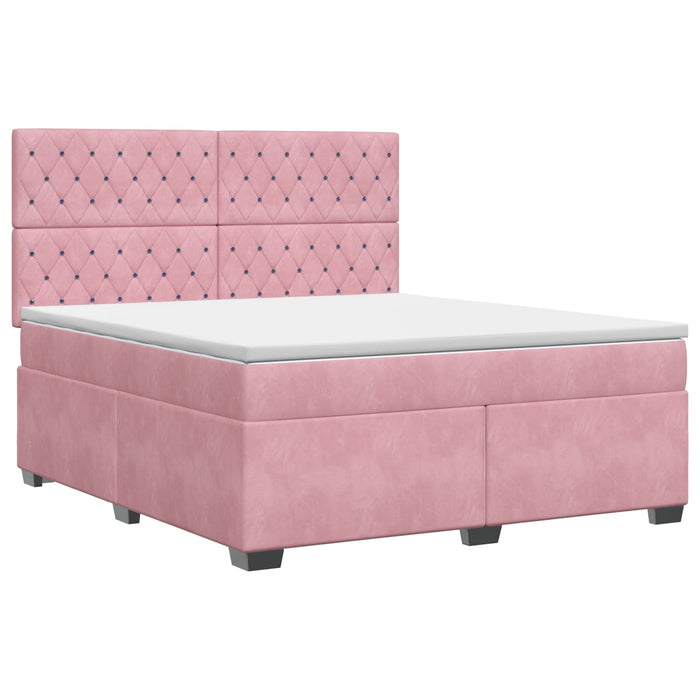 Pat boxspring cu saltea cu headboard Roz 140 x 200 cm Catifea WALTI
