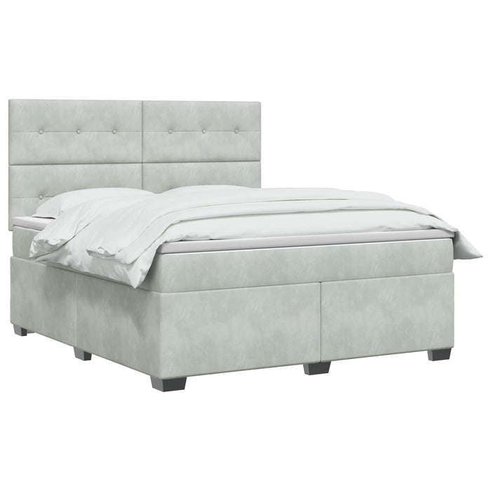 Pat boxspring cu saltea Gri deschis 140 x 200 cm Catifea WALTI