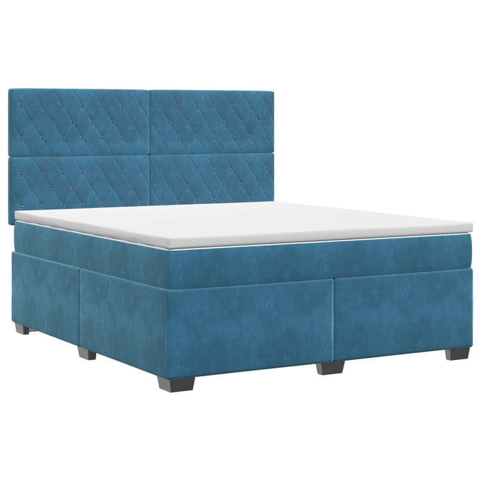 Pat boxspring cu saltea albastru 160 x 200 cm Catifea WALTI