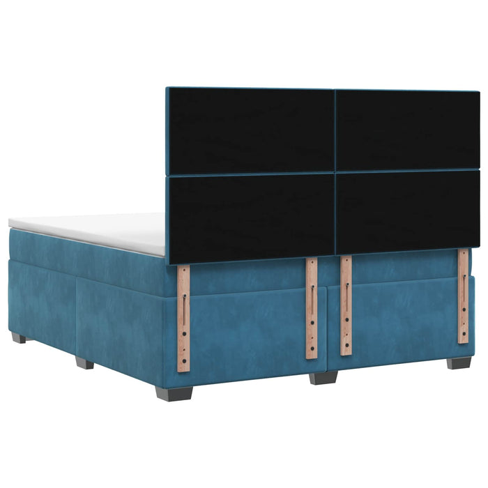 Pat boxspring cu saltea albastru 160 x 200 cm Catifea WALTI