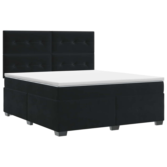 Pat boxspring cu saltea cu headboard Negru 160 x 200 cm Catifea - WALTI WALTI