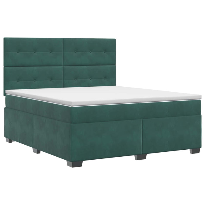 Pat boxspring cu saltea Verde închis 160 x 200 cm Catifea - WALTI WALTI