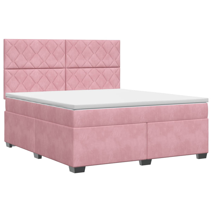 Pat boxspring cu saltea cu headboard Roz 160 x 200 cm Catifea - WALTI WALTI