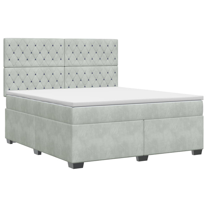 Pat boxspring cu saltea Gri deschis 180 x 200 cm Catifea - WALTI WALTI
