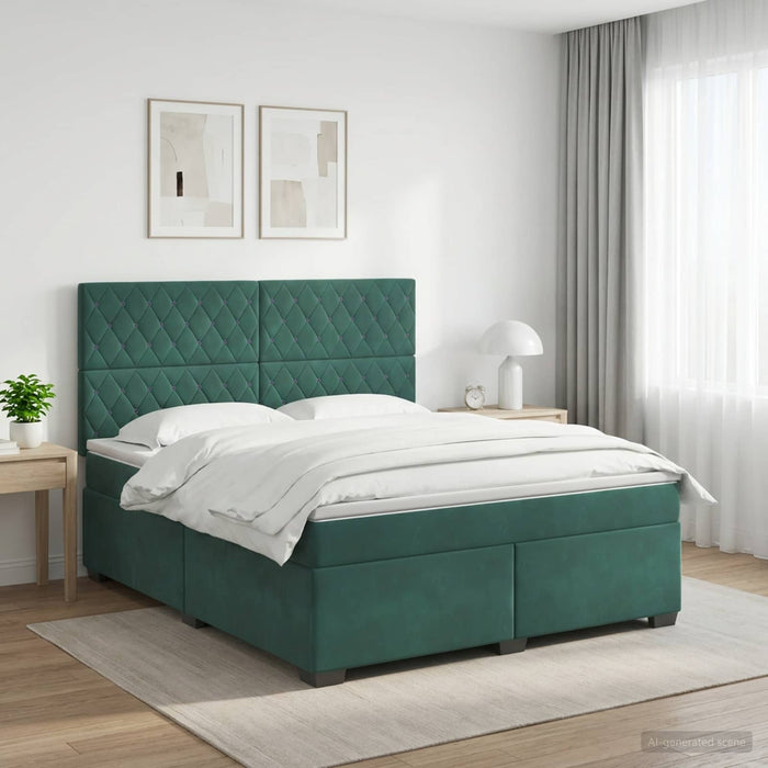 Pat boxspring cu saltea Verde închis 160 x 200 cm Catifea WALTI