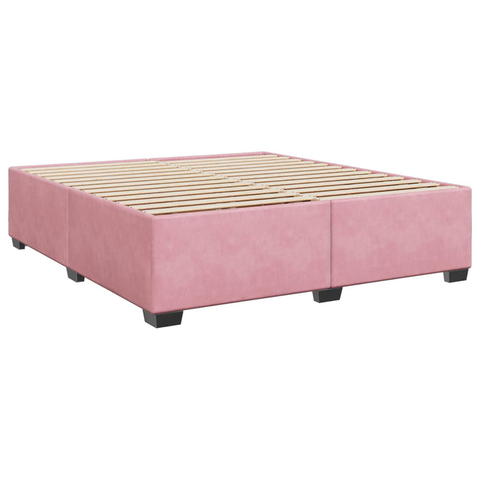 Pat boxspring cu saltea cu headboard Roz 180 x 200 cm Catifea WALTI