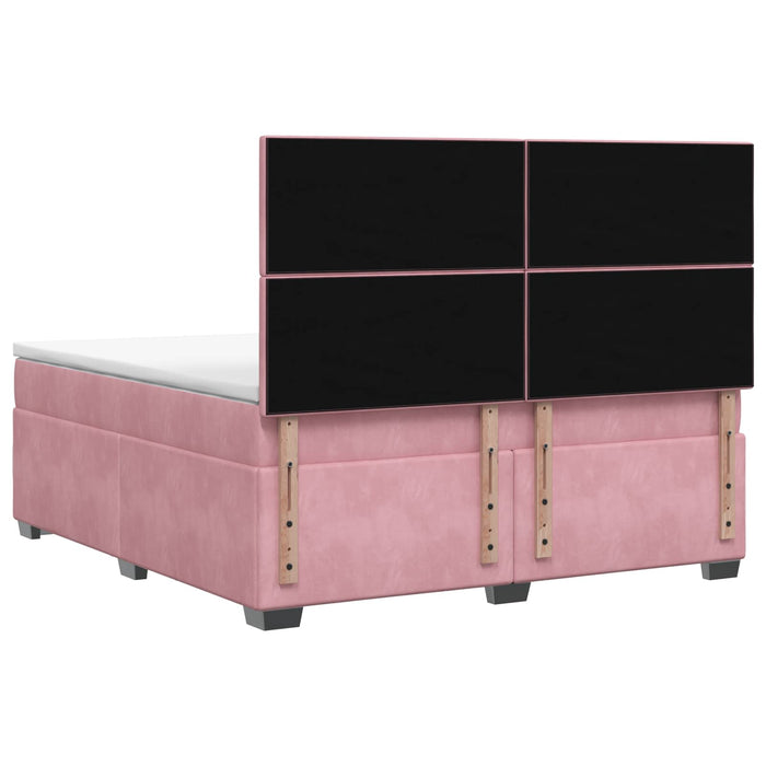 Pat boxspring cu saltea cu headboard Roz 180 x 200 cm Catifea WALTI