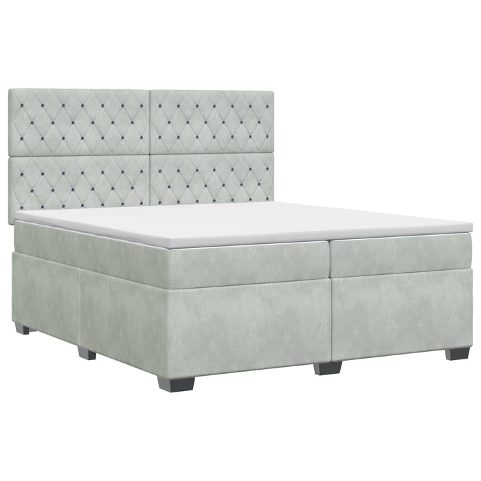 Pat boxspring cu saltea Gri deschis 200 x 200 cm Catifea WALTI