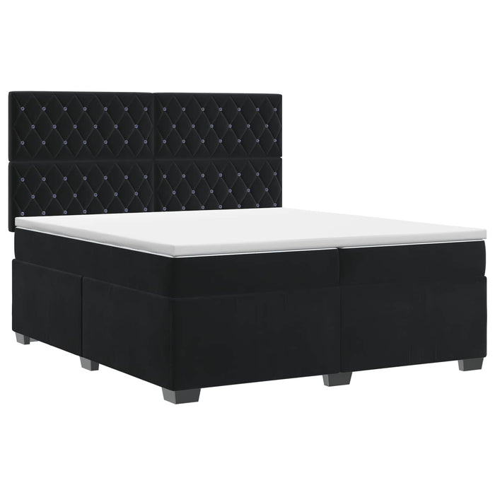 Pat boxspring cu saltea cu headboard Negru 200 x 200 cm Catifea - WALTI WALTI