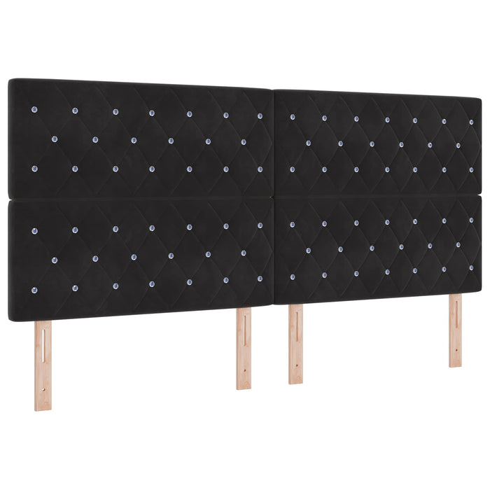 Pat boxspring cu saltea cu headboard Negru 200 x 200 cm Catifea - WALTI WALTI