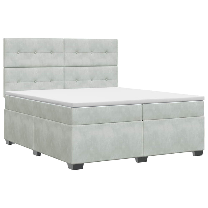 Pat boxspring cu saltea Gri deschis 200 x 200 cm Catifea WALTI