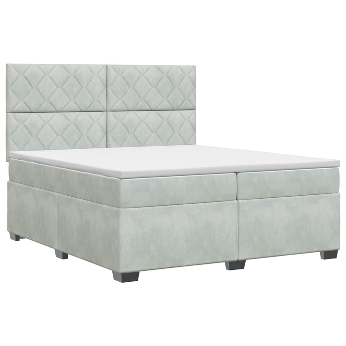 Pat boxspring cu saltea Gri deschis 200 x 200 cm Catifea - WALTI WALTI