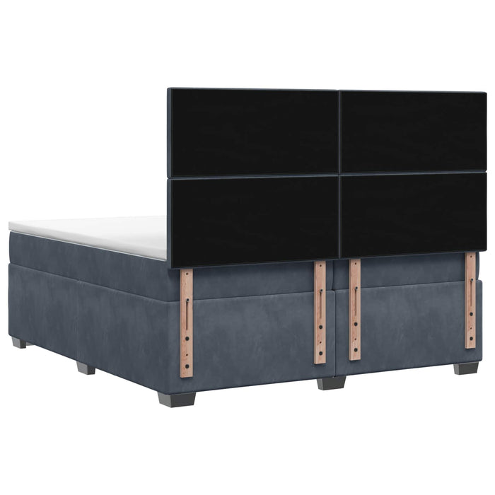 Pat boxspring cu saltea Gri închis 200 x 200 cm Catifea WALTI