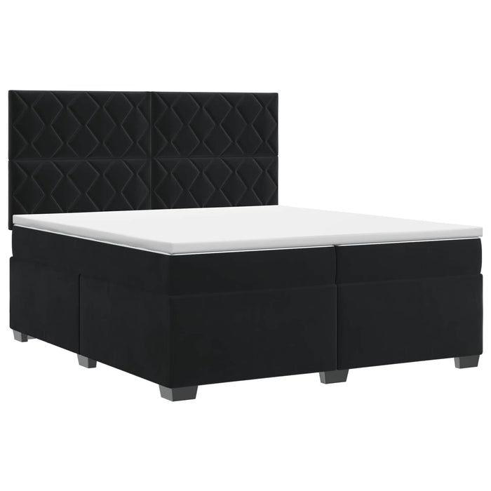 Pat boxspring cu saltea cu headboard Negru 200 x 200 cm Catifea - WALTI WALTI