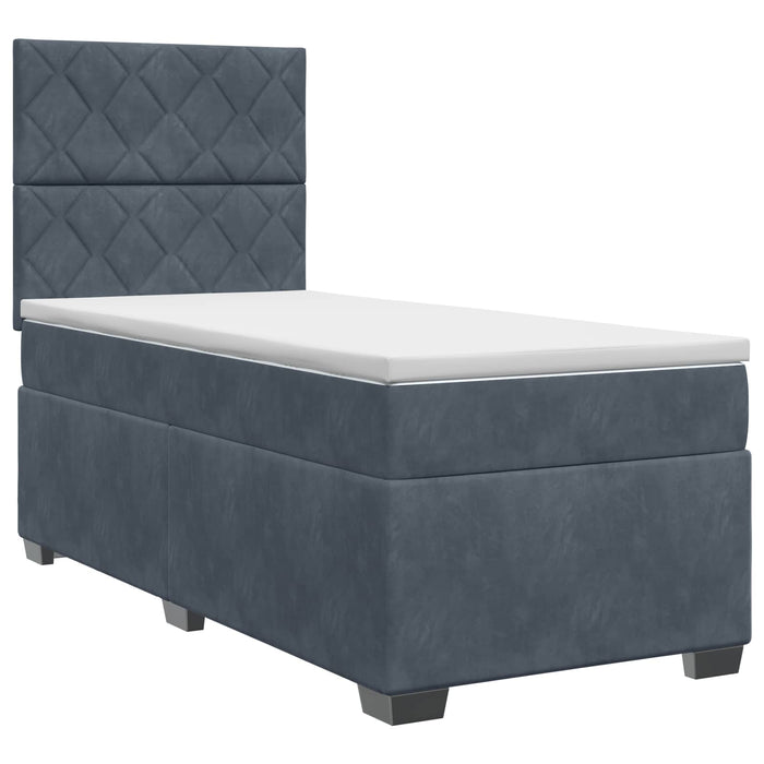 Pat boxspring cu saltea cu headboard Gri închis Unic Catifea WALTI