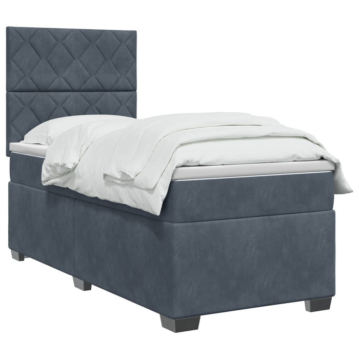 Pat boxspring cu saltea cu headboard Gri închis Unic Catifea WALTI