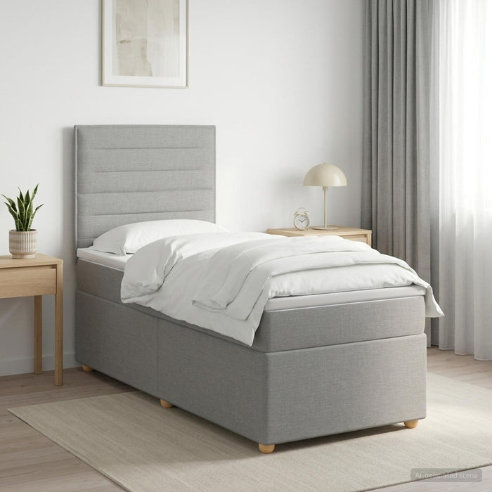 Pat boxspring cu saltea Gri deschis 90 x 200 cm Țesătură WALTI