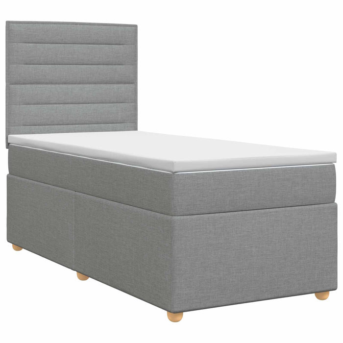 Pat boxspring cu saltea Gri deschis 80 x 200 cm Țesătură WALTI