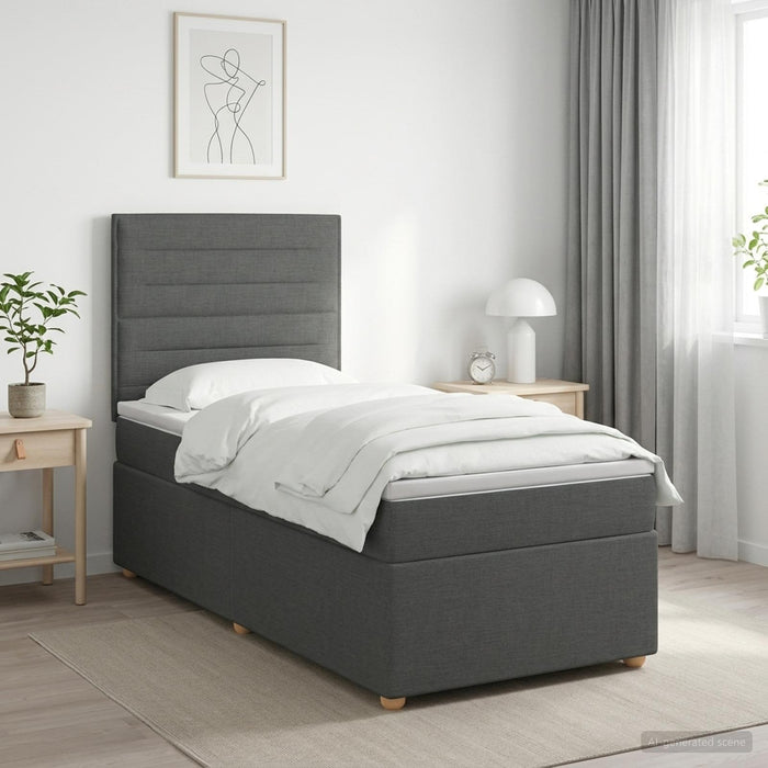 Pat boxspring cu saltea Gri închis 90 x 190 cm Țesătură - WALTI WALTI