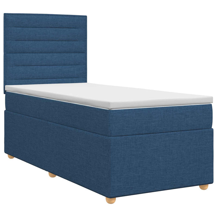 Pat boxspring cu saltea albastru 80 x 200 cm Țesătură WALTI