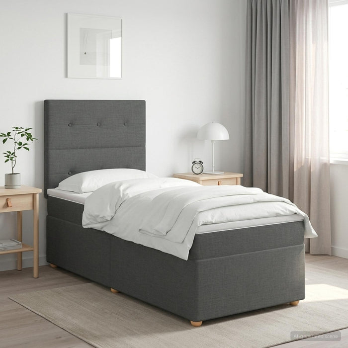 Pat boxspring cu saltea Gri închis 90 x 200 cm Țesătură WALTI
