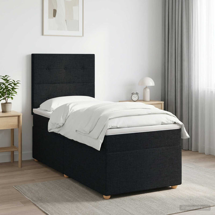 Pat boxspring cu saltea Negru 100 x 200 cm Țesătură - WALTI WALTI