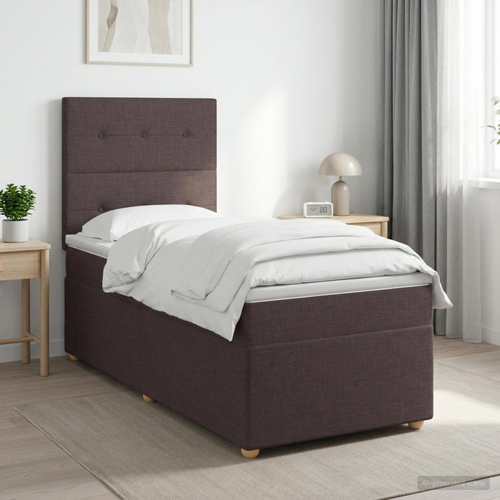 Pat boxspring cu saltea Maro închis 100 x 200 cm Țesătură - WALTI WALTI