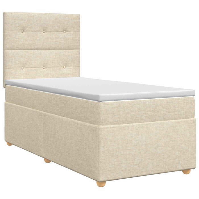 Pat boxspring cu saltea cu headboard Crem 80 x 200 cm Țesătură WALTI