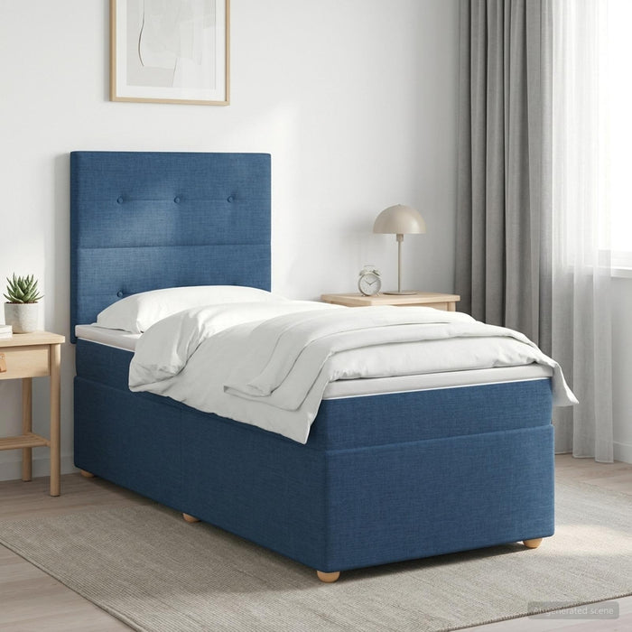 Pat boxspring cu saltea albastru 90 x 190 cm Țesătură - WALTI WALTI