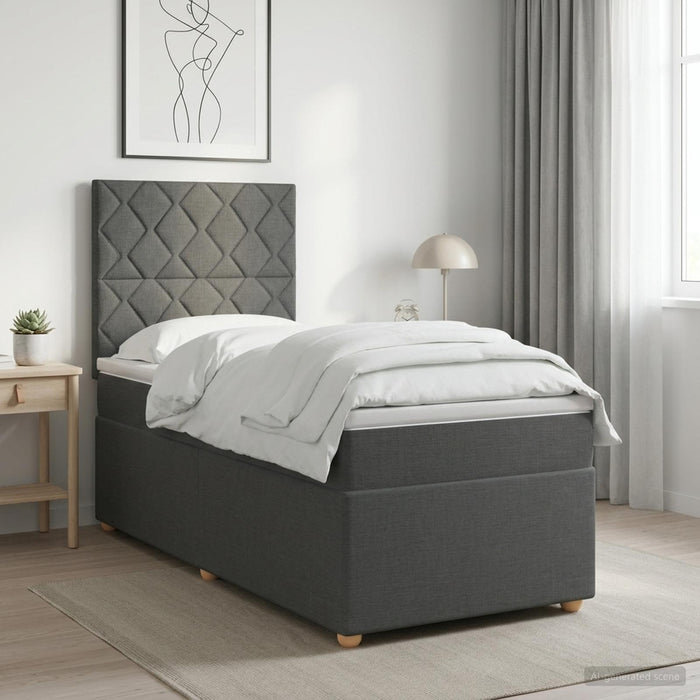 Pat boxspring cu saltea Gri închis 90 x 190 cm Țesătură - WALTI WALTI